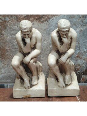Vintage General Art of Saint Louis Pair The Thinker Sculpture Bookends